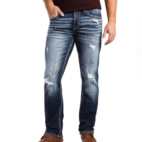 BKE Straight Stretch distressed Denim Jean SZ 32 NEW - Picture 1 of 12